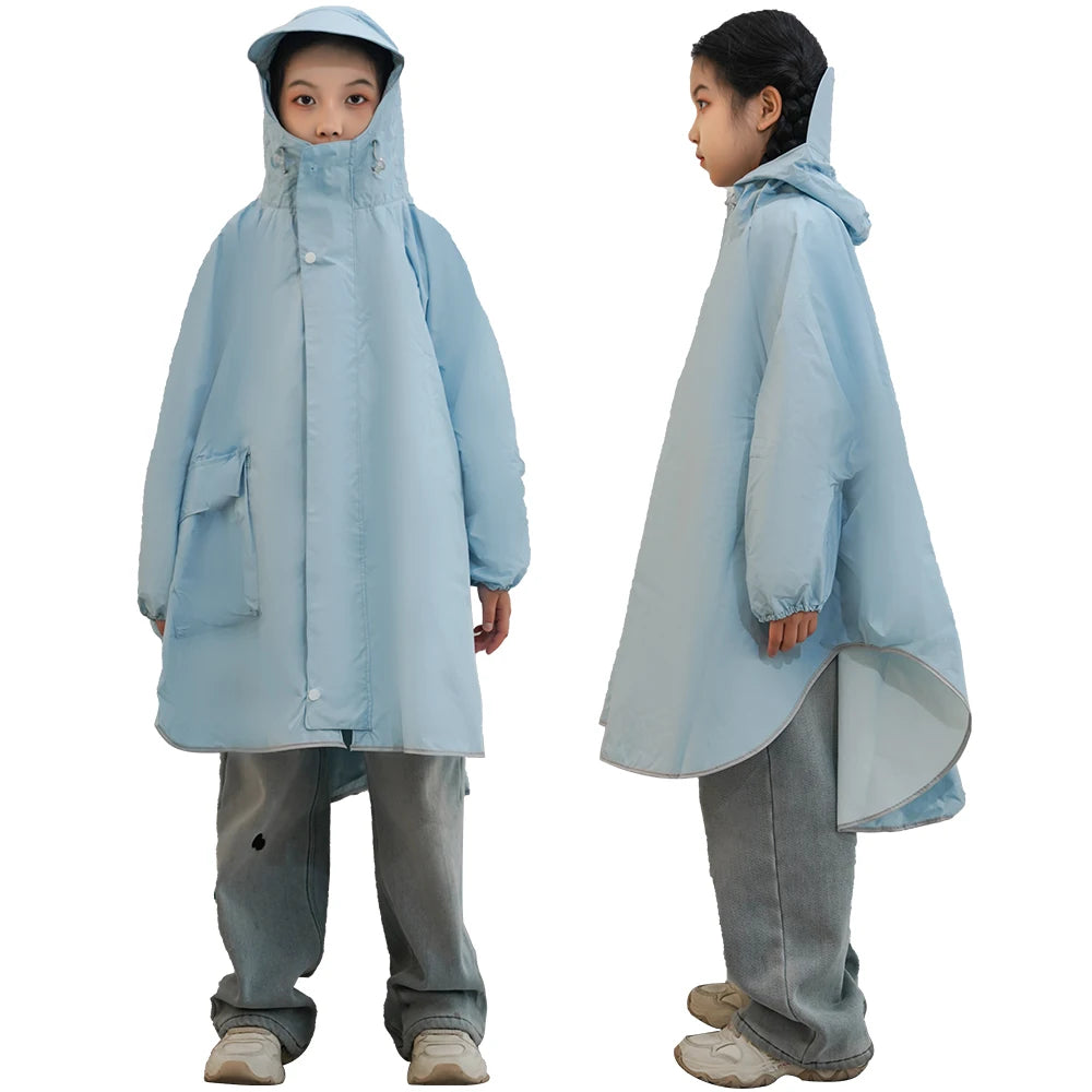 Cheap Wholesale Children's Waterproof School Raincoat With Backpack Bag Cover Rainwear for School Rain and Camping
