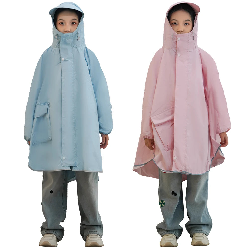 Cheap Wholesale Children's Waterproof School Raincoat With Backpack Bag Cover Rainwear for School Rain and Camping