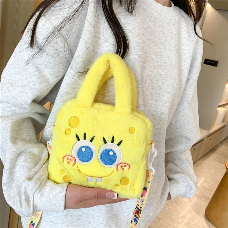 Spongebobs Cartoon Mini Cross Body Plush Backpack Cute Cotton Kuromi KT Cat Soft Portable for Girls