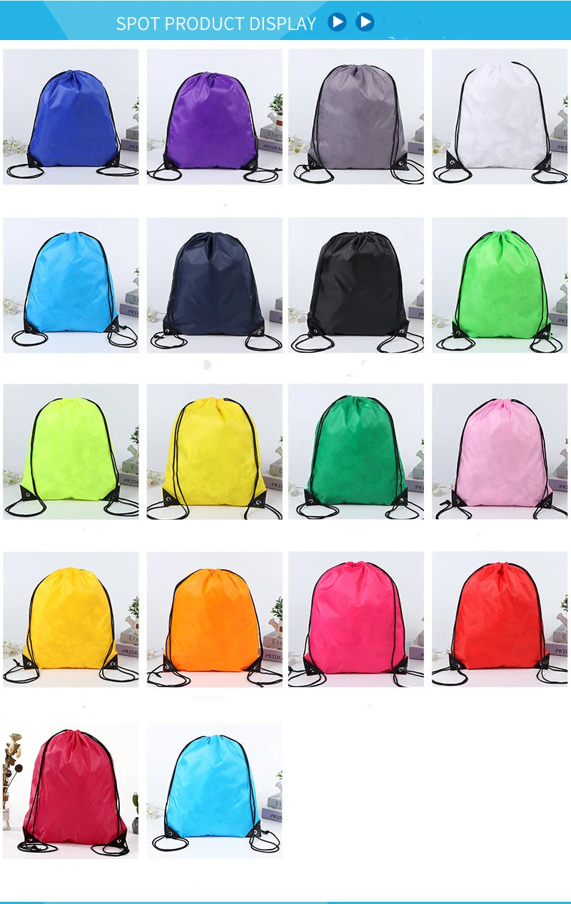 Custom Gym Logos Sublimation Polyester Bags Nylon Beach Sports Lightweight Kids Waterproof Drawstring Backpack