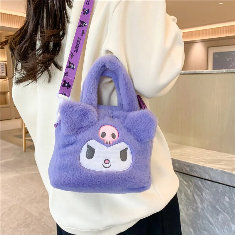 Spongebobs Cartoon Mini Cross Body Plush Backpack Cute Cotton Kuromi KT Cat Soft Portable for Girls