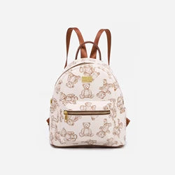 Custom Cartoon Printed Vintage Style Waterproof PU Leather Backpack for Women Kids for School Travel Mochila Student Backpack