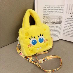 Spongebobs Cartoon Mini Cross Body Plush Backpack Cute Cotton Kuromi KT Cat Soft Portable for Girls