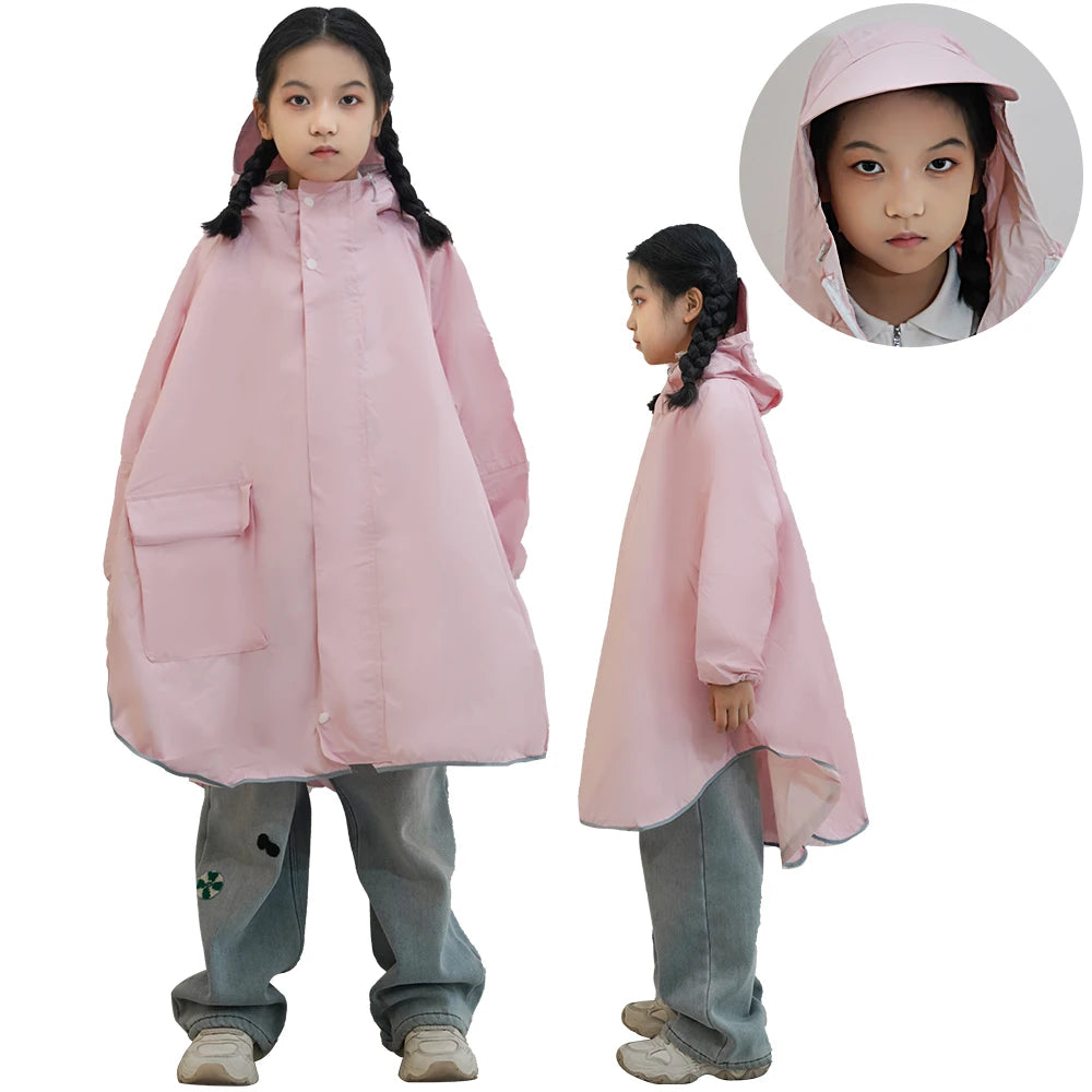 Cheap Wholesale Children's Waterproof School Raincoat With Backpack Bag Cover Rainwear for School Rain and Camping