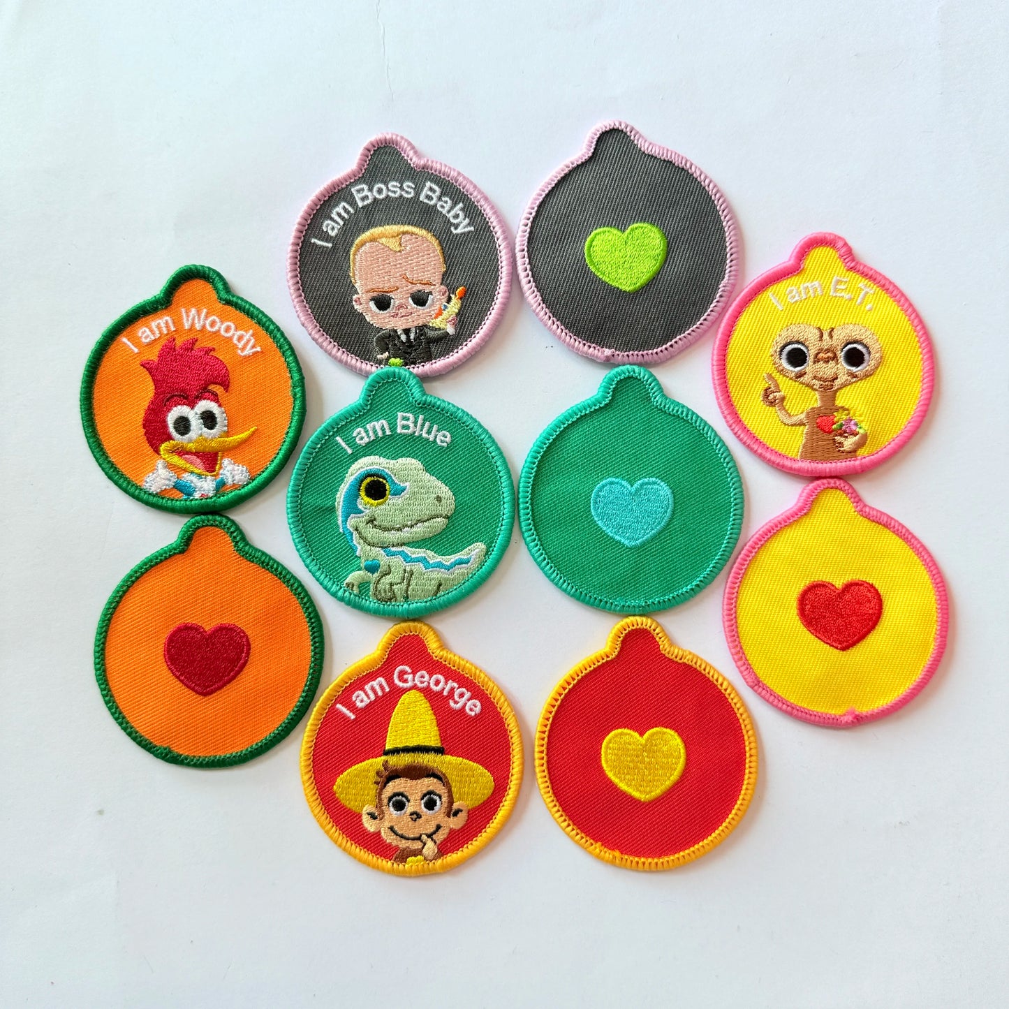 CPSIA Certified Kids Backpack Dual-Sided Embroidered Fabric Patches Keychain School Accessories Featuring Heart Star Animal