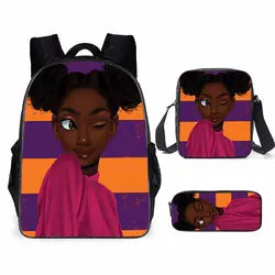 3pcs/set School Bags Kids Black Art African Girl Printing School Bagpack Children Shoulder Book Bags Satchel