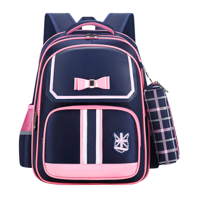 2025 GQ Durable Oxford School Backpack for Kids New Design Cartoon Logo Pattern Trendy Style Grade 1-6 Student Bag Set