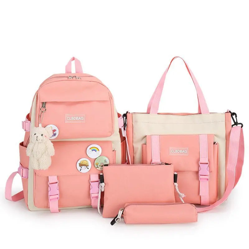 Wholesale Custom 4 in 1 Cheap School Bags Outdoor Travel Waterproof Kids Backpacks Set Casual Sports Backpacks for Girls
