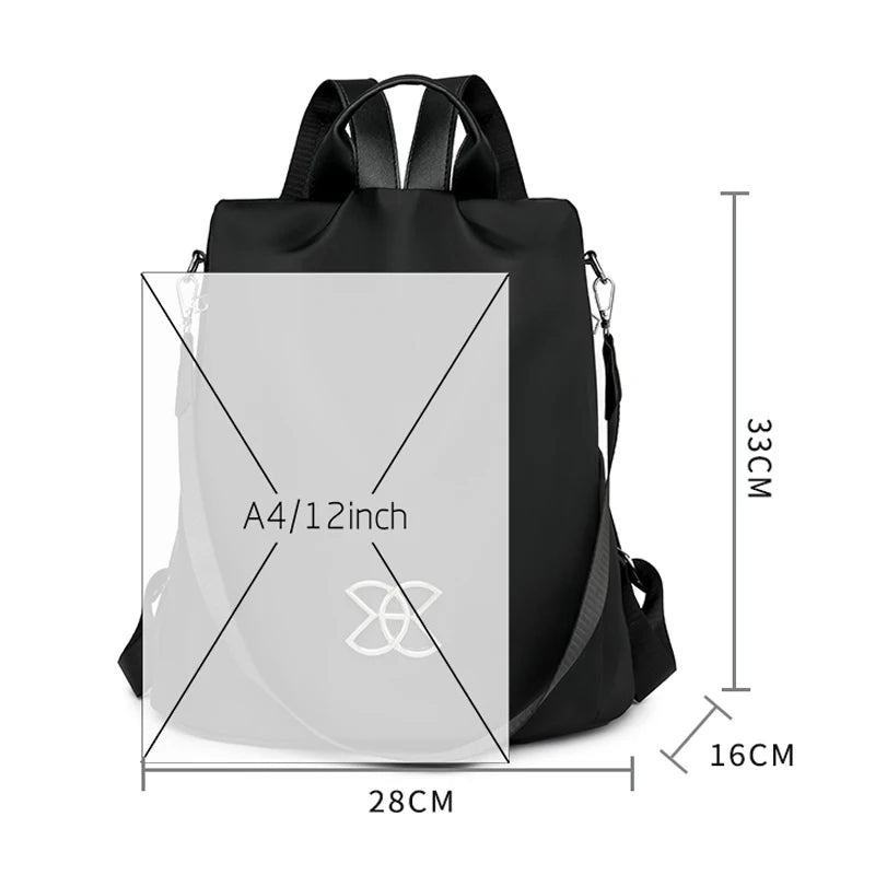 2024 New Famous Large Capacity Anti-Theft Anti-Splash Women's Schoolbag High Quality Nylon Backpack Solid Color Design Polyester