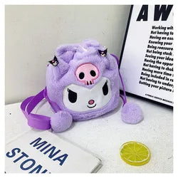 New Sanrios Cute Cartoon Plush Doll Backpack Soft Drawstring Bag for Girls Gift with Stuffed Animal Feature