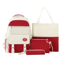Custom 4pcs Set Durable Nylon Unisex Laptop Backpack Anti-theft Waterproof Zipper Polyester Book Bag for Students Kids for