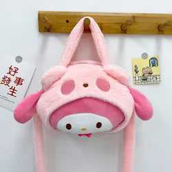 Cute Hello KT Kitties Anime Style Soft Cotton Backpack Girl's Plush Toy Bag Single Shoulder Crossbody Handbag