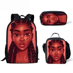 Children School Bags Backpack Teenagers Black Art African Girl Printing Book Bags Kids 3pcs/set Schoolbag Mochila Escolar