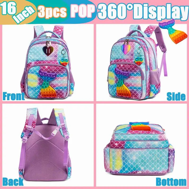 Wholesale Waterproof School Backpack for Girls Kids Bookbag Casual Student Backpack Set Custom Schoolbag