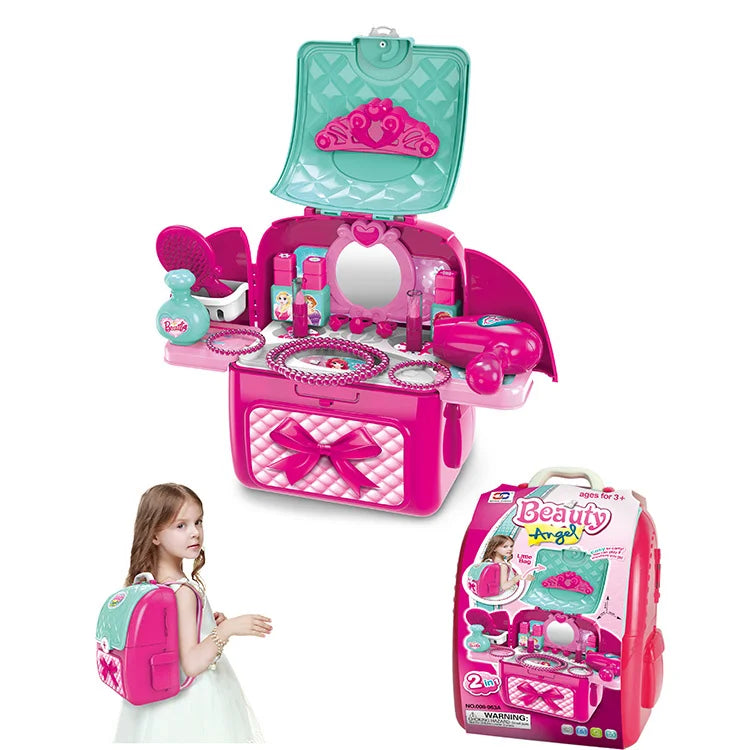 Wholesale Funny Princess Dress up Games Makeup Backpack Set Pretend Play Toy for Kids Girls