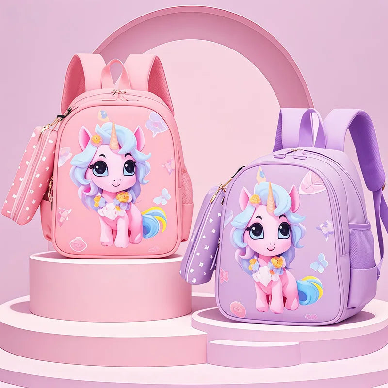 Popular Fashion Waterproof Oxofrd Children School Backpack Girl New Cute Lightweight 3-6 Years Old Cartoon Kindergarten Bag