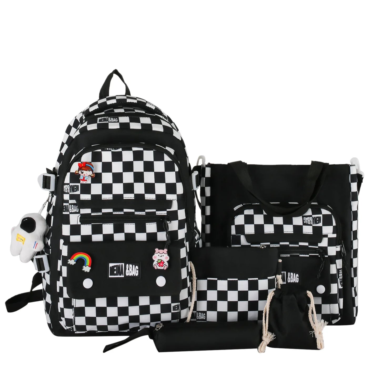Custom 5-Piece School and Lunch Bag Set Waterproof Boys & Girls Backpack for Kids