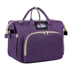 2025 Portable Foldable Large Capacity Crib Mummy Diaper Backpack Multi-Function Newborn Outdoors Travel Bag Zipper Polyester