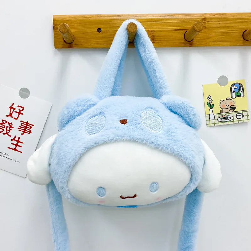 Cute Hello KT Kitties Anime Style Soft Cotton Backpack Girl's Plush Toy Bag Single Shoulder Crossbody Handbag