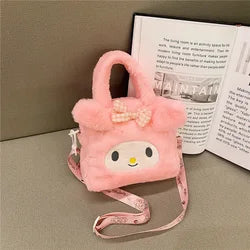 Spongebobs Cartoon Mini Cross Body Plush Backpack Cute Cotton Kuromi KT Cat Soft Portable for Girls