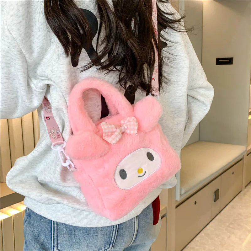 Spongebobs Cartoon Mini Cross Body Plush Backpack Cute Cotton Kuromi KT Cat Soft Portable for Girls