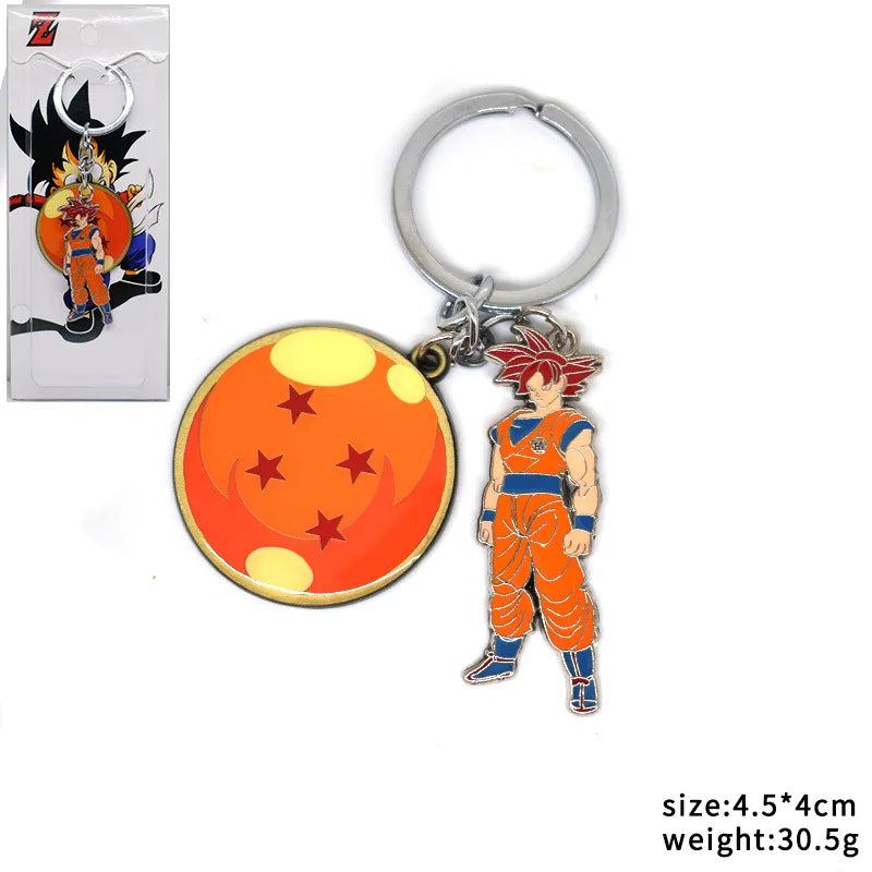 4 Style New DBZ Metal Keychain Anime Logo Goku Seven Star Ball Pendant Metal Alloy Keychains Backpack Keychain for Kids Gift