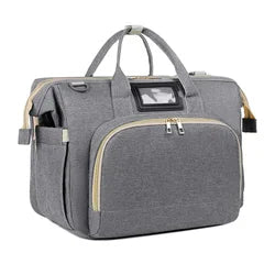 2025 Portable Foldable Large Capacity Crib Mummy Diaper Backpack Multi-Function Newborn Outdoors Travel Bag Zipper Polyester