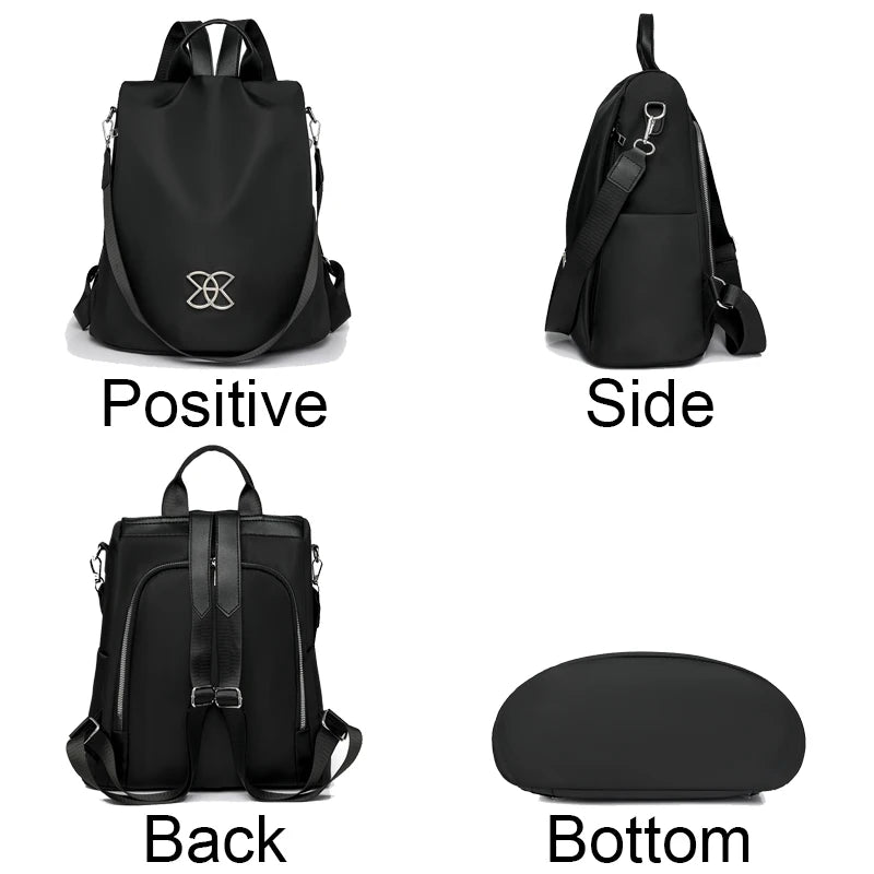 2024 New Famous Large Capacity Anti-Theft Anti-Splash Women's Schoolbag High Quality Nylon Backpack Solid Color Design Polyester