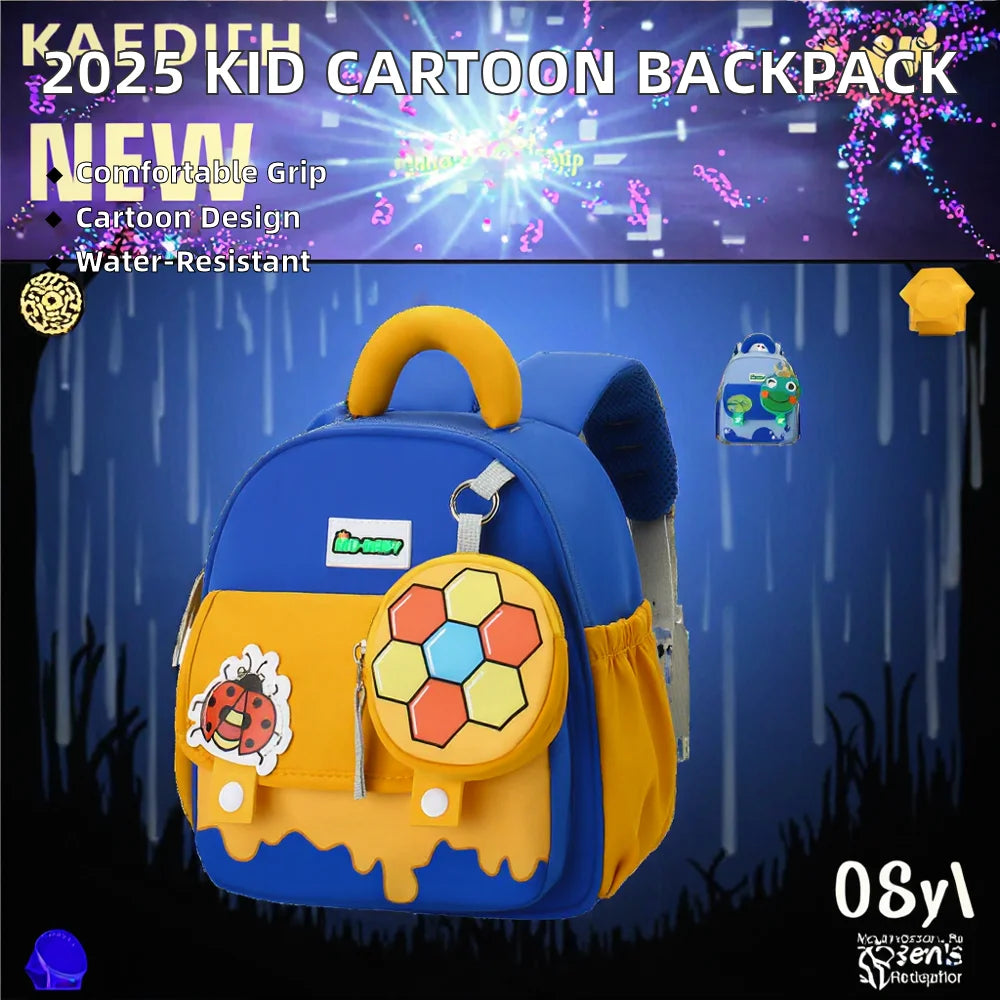 2025 New Design Cartoon Printed Waterproof Kid Backpack Fashionable Polyester Lining Rucksack Zipper Closure for Kindergarten