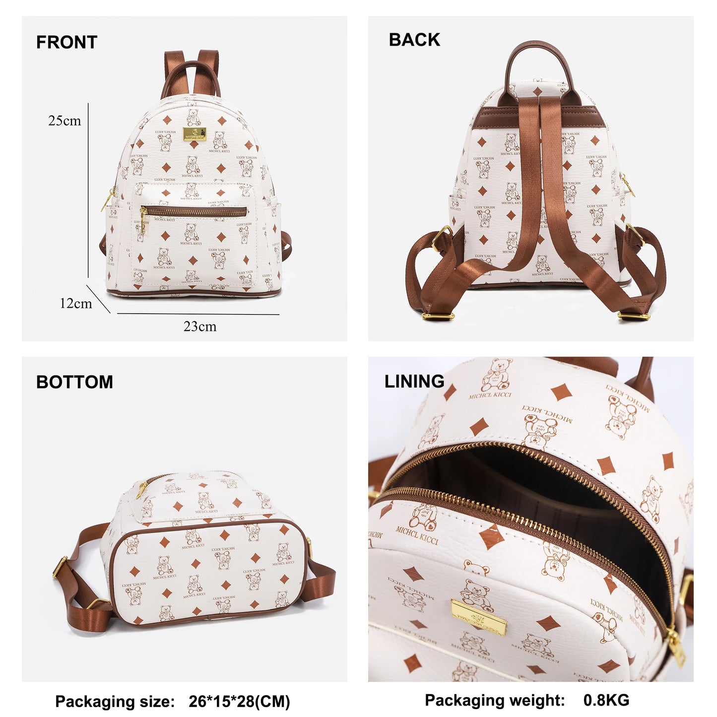 Custom Cartoon Printed Vintage Style Waterproof PU Leather Backpack for Women Kids for School Travel Mochila Student Backpack