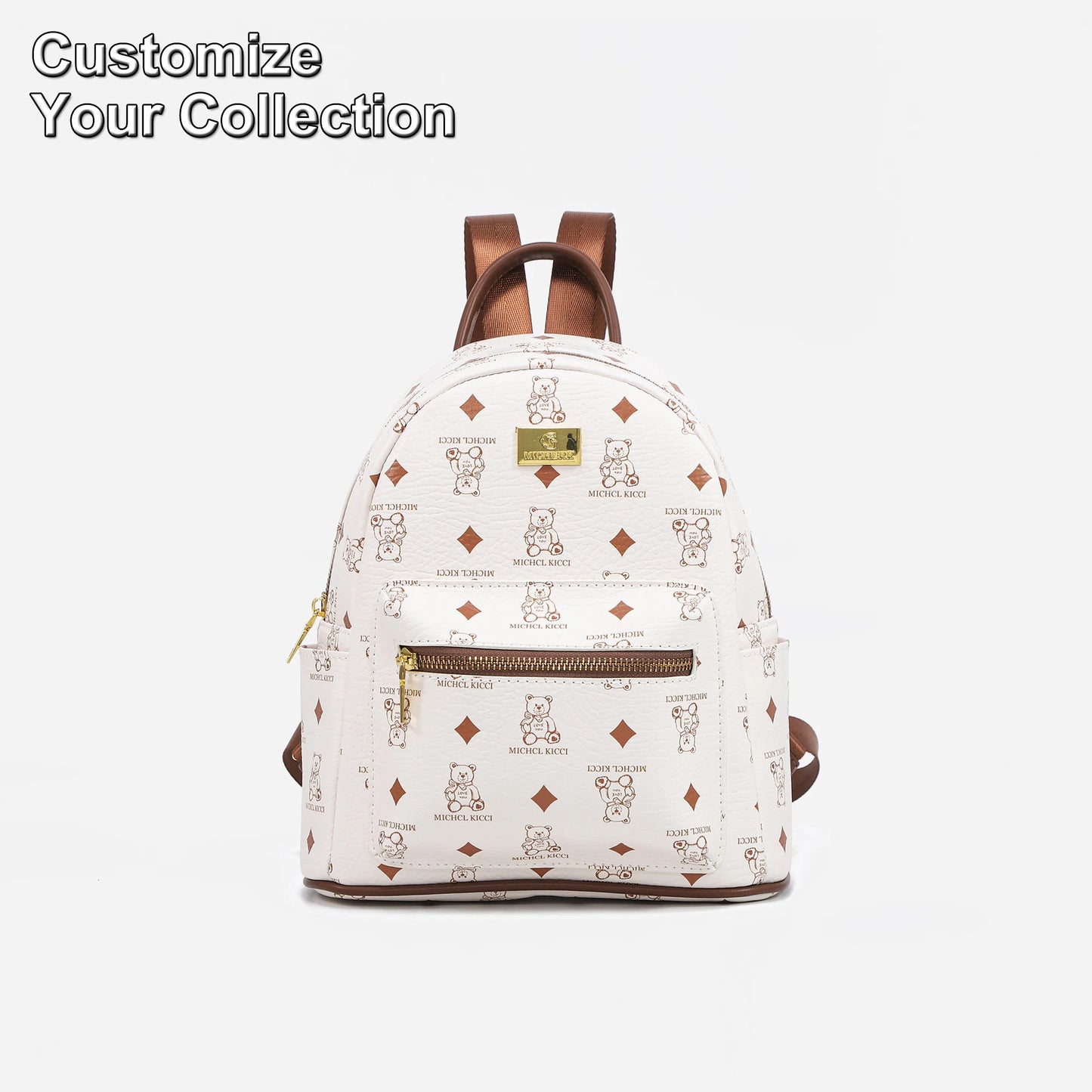 Custom Cartoon Printed Vintage Style Waterproof PU Leather Backpack for Women Kids for School Travel Mochila Student Backpack