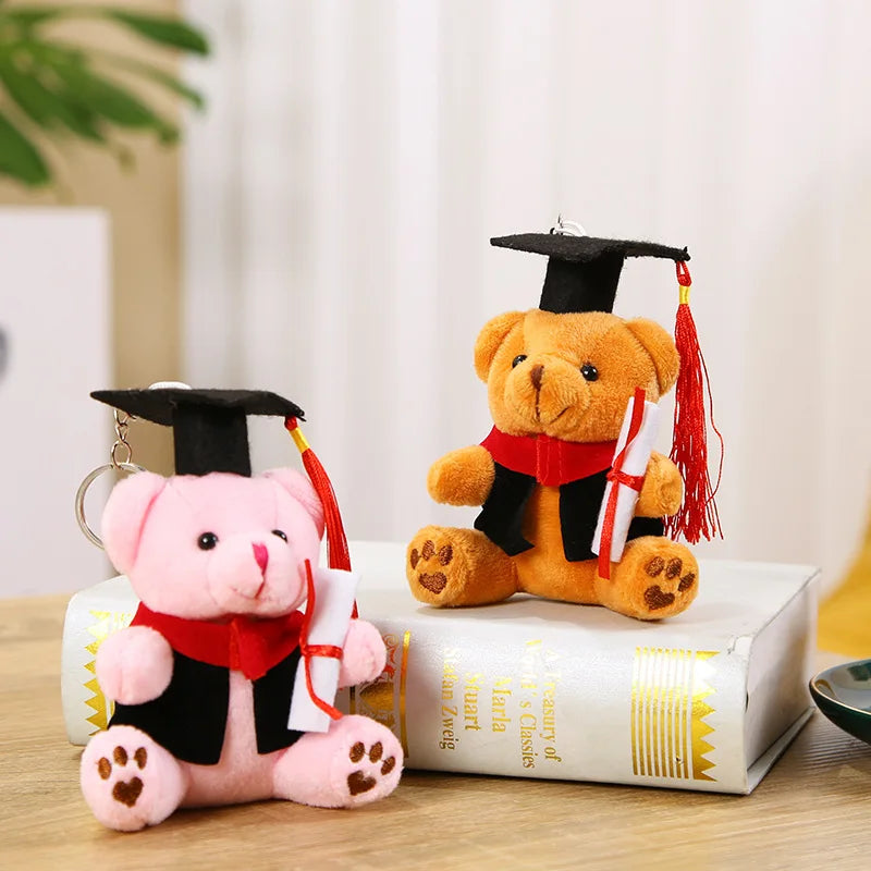 12m Cute Teddy Bear Plush Keychain Soft Doctor Teddy Bear Backpack Pendant Student Graduation Souvenir Graduation Gifts for Kid