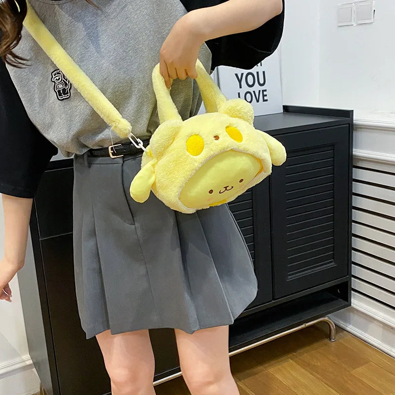 Cute Hello KT Kitties Anime Style Soft Cotton Backpack Girl's Plush Toy Bag Single Shoulder Crossbody Handbag