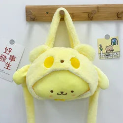 Cute Hello KT Kitties Anime Style Soft Cotton Backpack Girl's Plush Toy Bag Single Shoulder Crossbody Handbag