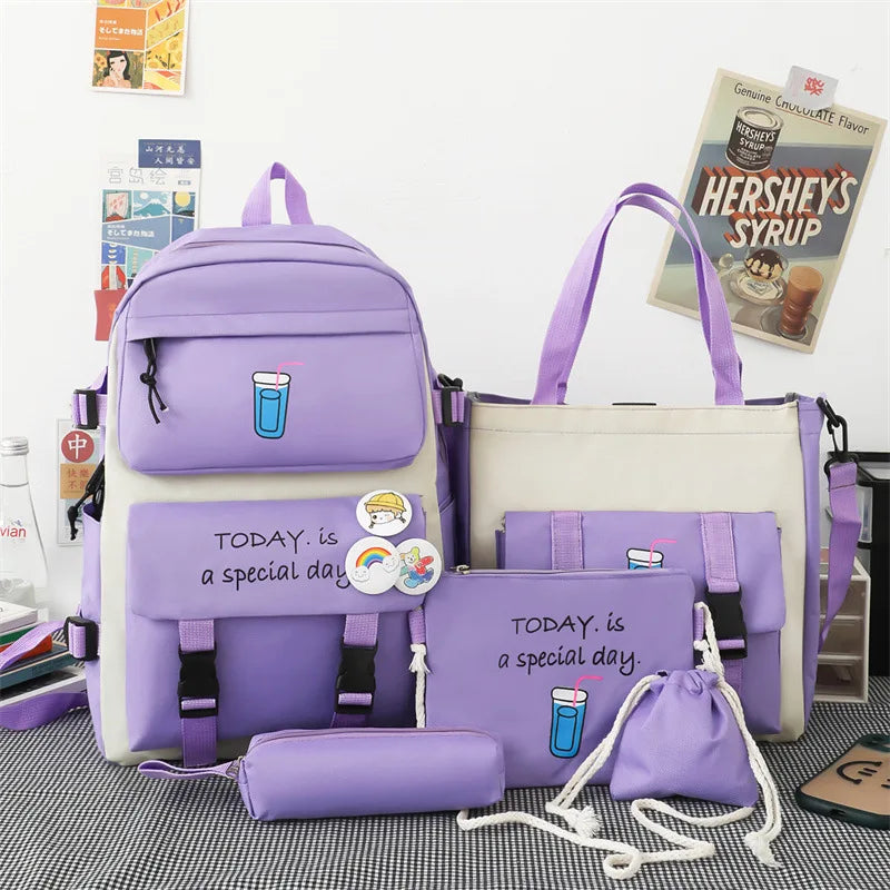 Wholesale Custom 4 in 1 Cheap School Bags Outdoor Travel Waterproof Kids Backpacks Set Casual Sports Backpacks for Girls