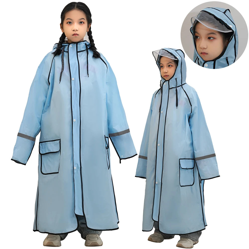 Children's Raincoat Cartoon Backpack Long Walking Thickened Male and Female Student Jacket One Piece Cloak Rain Gear