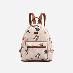 Custom Cartoon Printed Vintage Style Waterproof PU Leather Backpack for Women Kids for School Travel Mochila Student Backpack