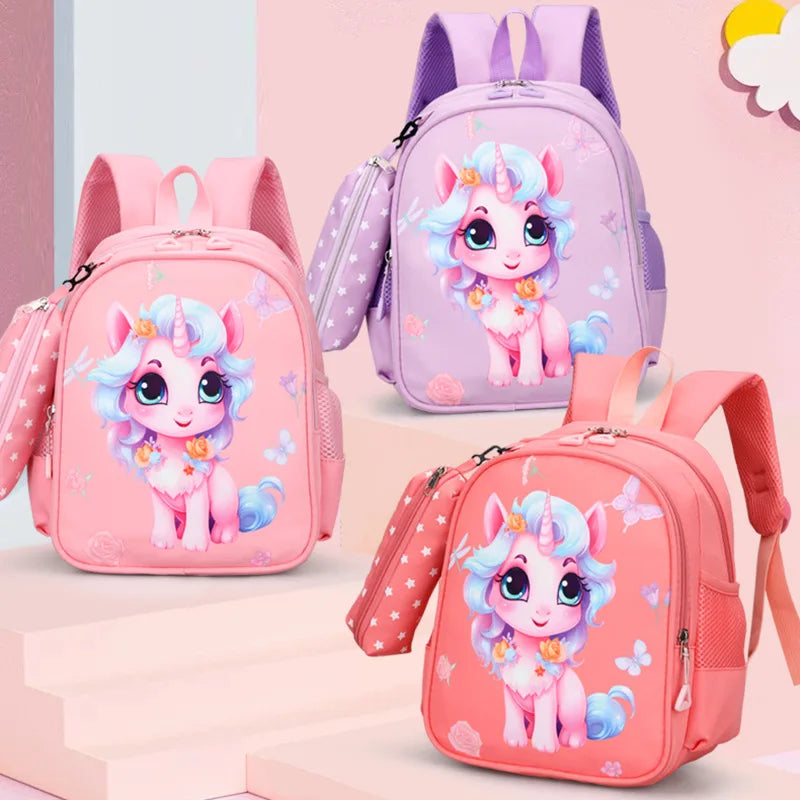 Popular Fashion Waterproof Oxofrd Children School Backpack Girl New Cute Lightweight 3-6 Years Old Cartoon Kindergarten Bag