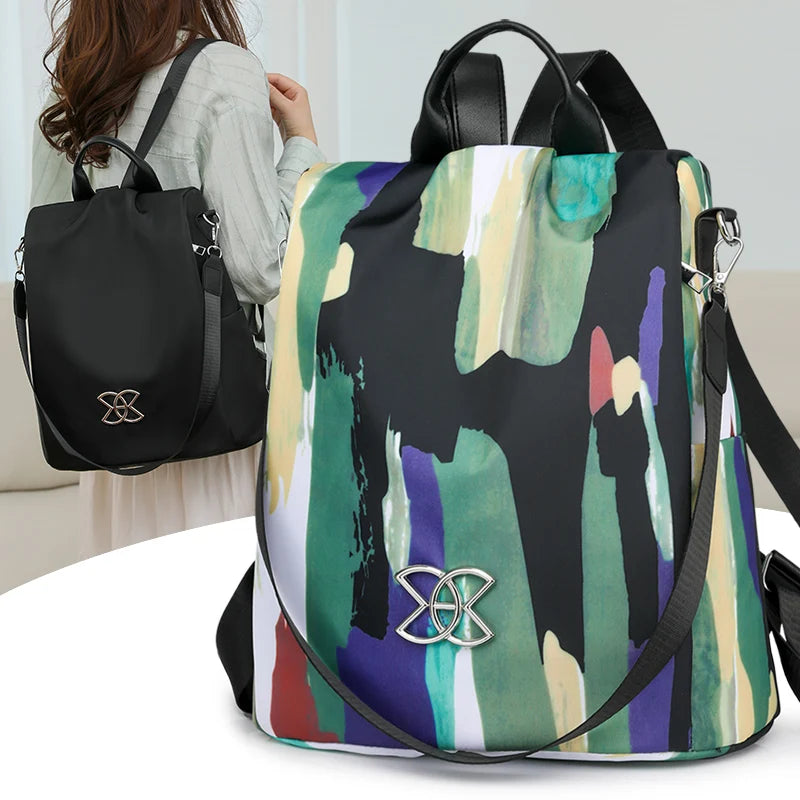 2024 New Famous Large Capacity Anti-Theft Anti-Splash Women's Schoolbag High Quality Nylon Backpack Solid Color Design Polyester