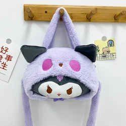 Cute Hello KT Kitties Anime Style Soft Cotton Backpack Girl's Plush Toy Bag Single Shoulder Crossbody Handbag