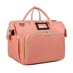 2025 Portable Foldable Large Capacity Crib Mummy Diaper Backpack Multi-Function Newborn Outdoors Travel Bag Zipper Polyester
