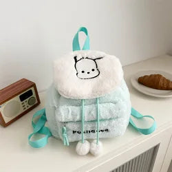 New Cute Kulomi Large Capacity Hello KT Plush Backpack Girls' Soft Cotton Cartoon Embroidered Backpack