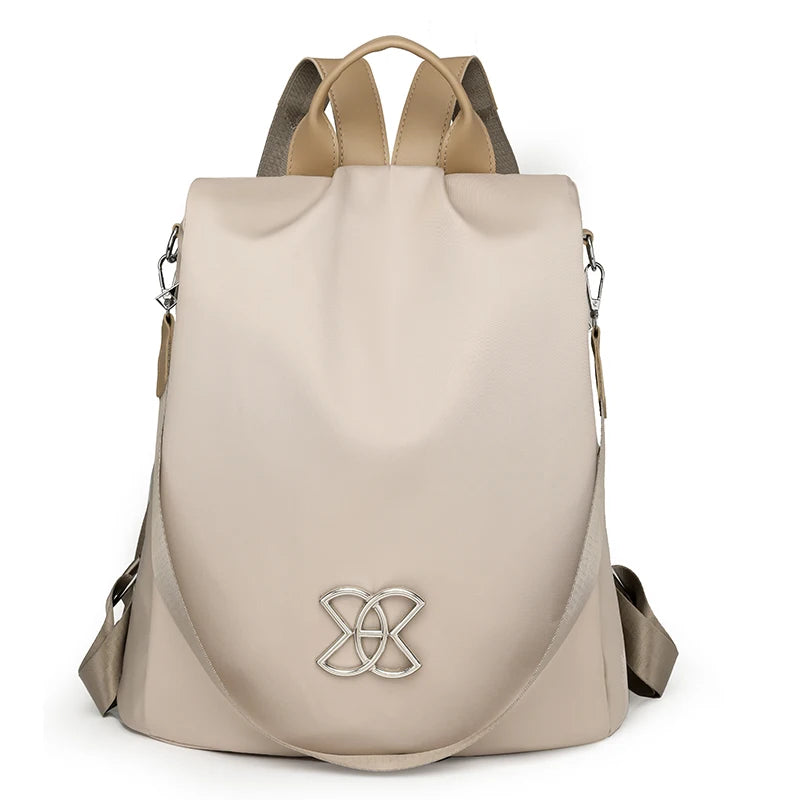 2024 New Famous Large Capacity Anti-Theft Anti-Splash Women's Schoolbag High Quality Nylon Backpack Solid Color Design Polyester