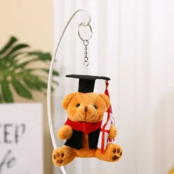 12m Cute Teddy Bear Plush Keychain Soft Doctor Teddy Bear Backpack Pendant Student Graduation Souvenir Graduation Gifts for Kid