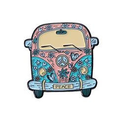 Cartoon Flower Car Enamel Pins Clothes Hat Backpack Lapel Pin Jewelry Funny Floral Brooches Jewelry Pins for Friends Kids Gift