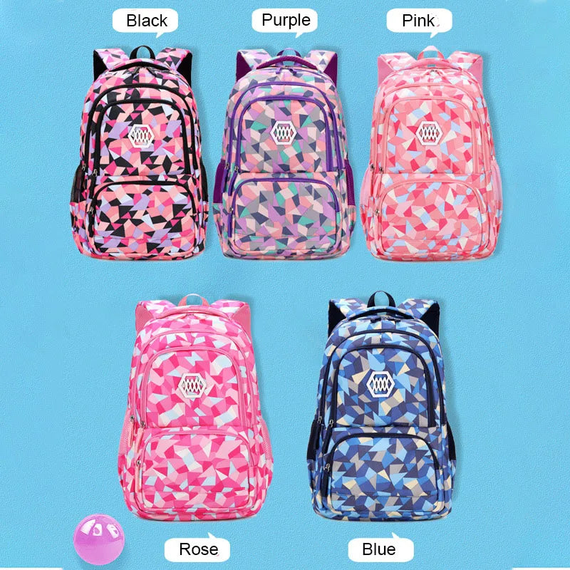 Wholesale Price Large Capacity Schoolbags Manufacturer Supply Geometric Printed Kids Primary School Backpack