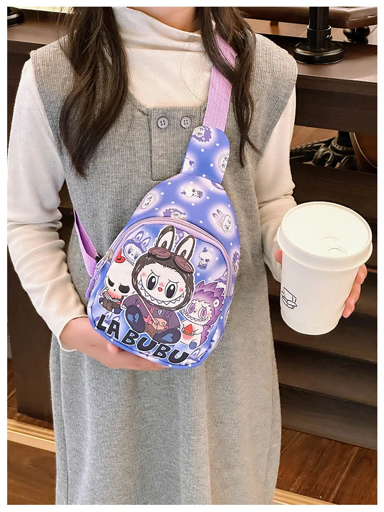 Wholesale Labubu Children's Backpack Mini Chest Plush Toys Bag Crossbody Cartoon Coin Purse Kids Birthday Gift Messenger Bag