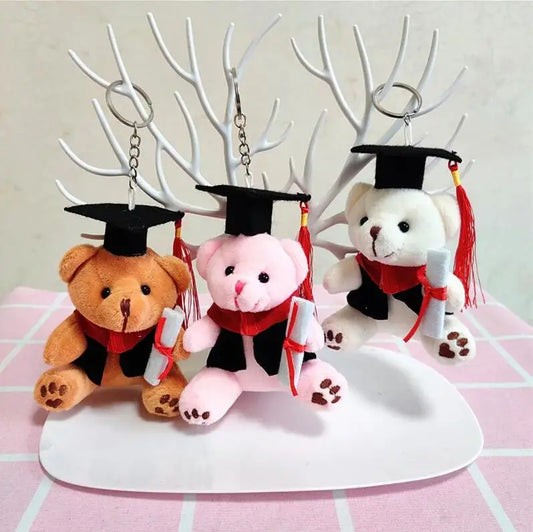 12m Cute Teddy Bear Plush Keychain Soft Doctor Teddy Bear Backpack Pendant Student Graduation Souvenir Graduation Gifts for Kid