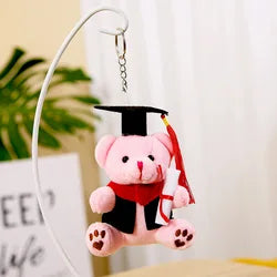12m Cute Teddy Bear Plush Keychain Soft Doctor Teddy Bear Backpack Pendant Student Graduation Souvenir Graduation Gifts for Kid