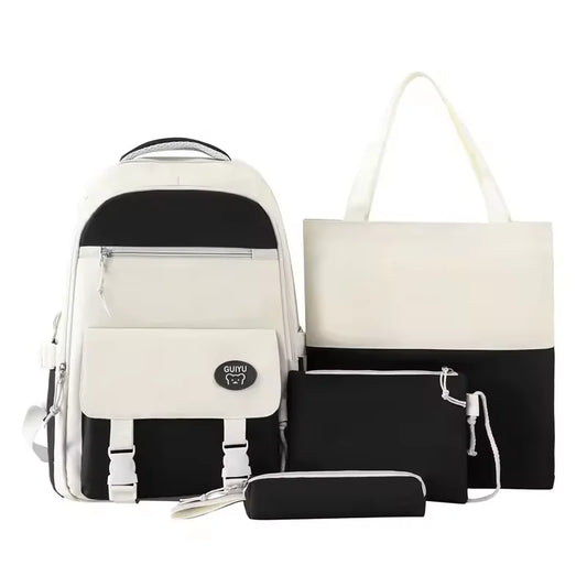 Custom 4pcs Set Durable Nylon Unisex Laptop Backpack Anti-theft Waterproof Zipper Polyester Book Bag for Students Kids for